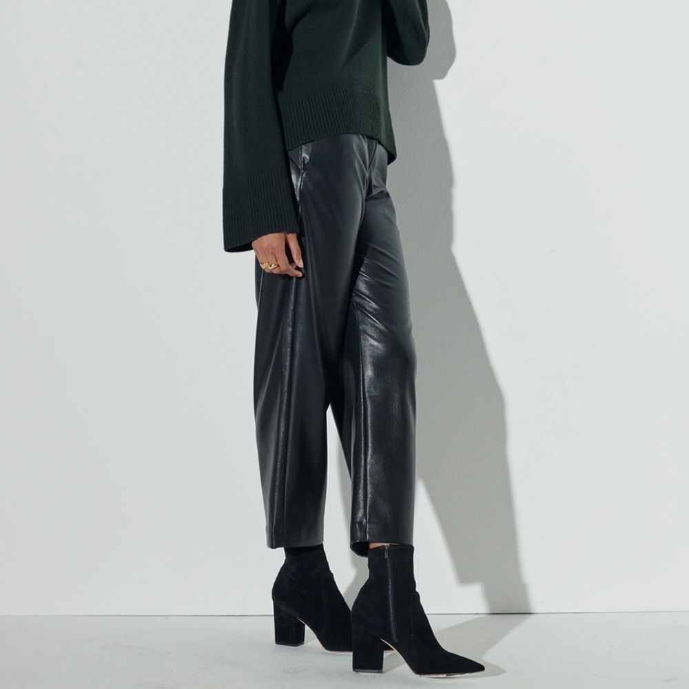 The Reset- R Label Black Slouchy Vegan Leather Trouser Pant